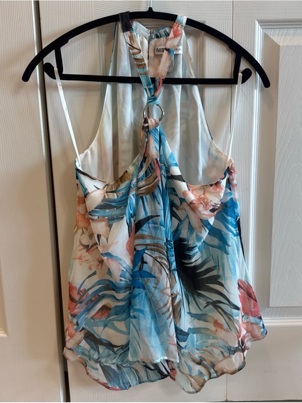 White House Black Market Blue Multi Floral Halter Camisole
